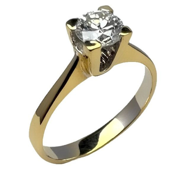 Solitario de oro amarillo y diamante 0,50cts