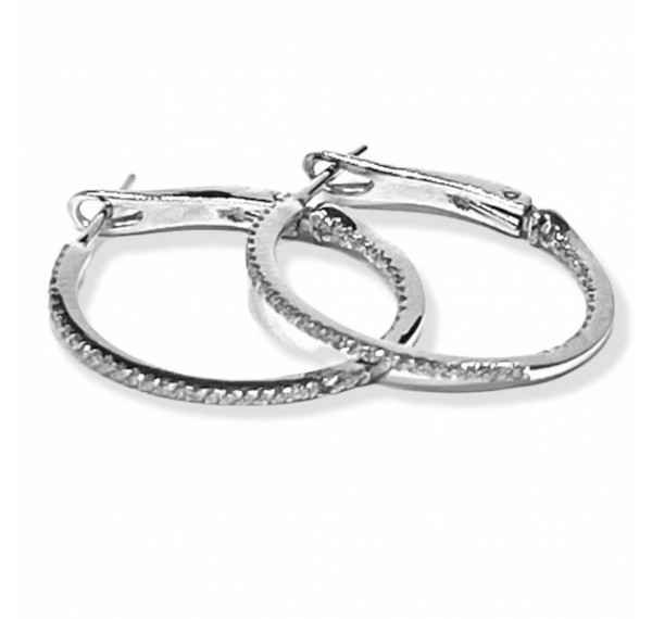 Pendientes Argollas de oro blanco con Diamantes