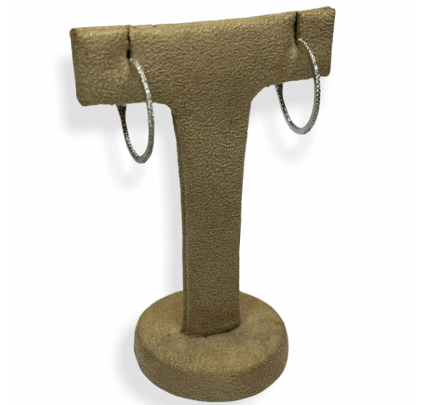 Pendientes Argollas de oro blanco con Diamantes