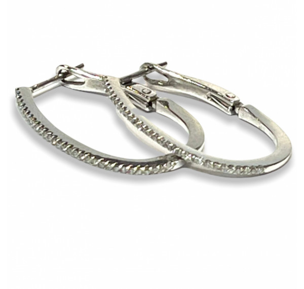 Pendientes Argollas de oro blanco con Diamantes