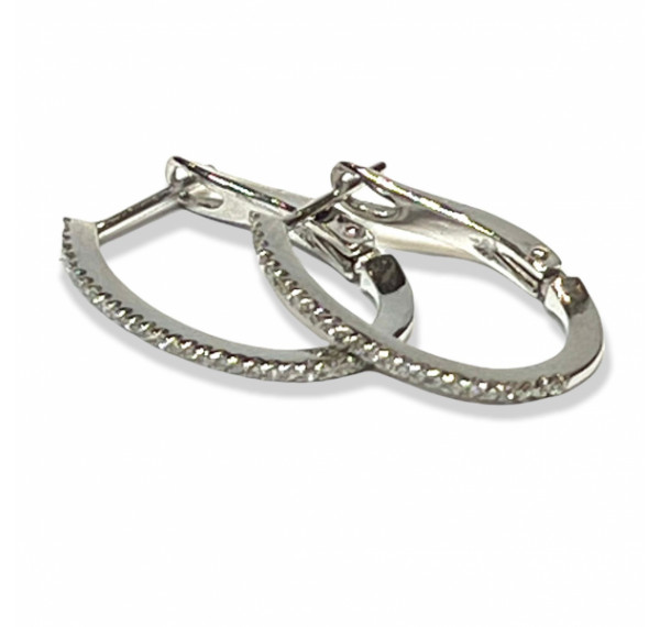 Pendientes Argollas de oro blanco con Diamantes