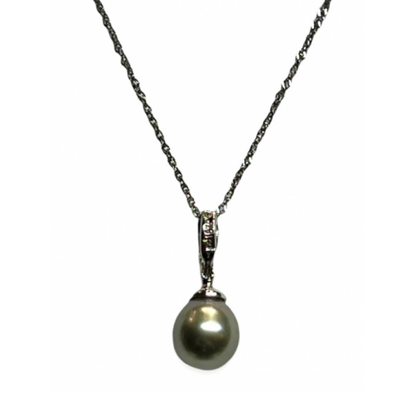 Colgante de oro blanco con Perla de Tahití