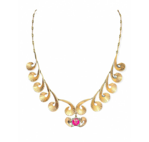 Gargantilla Chevalier de oro amarillo y rubí sintético