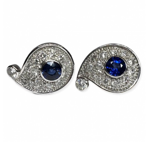 Pendientes de oro blanco con Zafiro y diamantes
