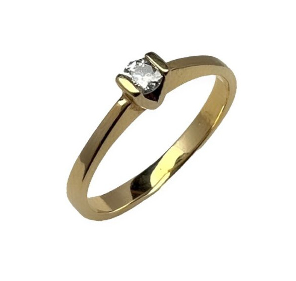 Solitario de oro amarillo con diamante 0,10ct