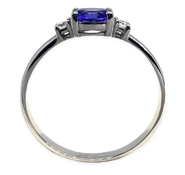 Sortija de oro banco con tanzanita y Diamantes