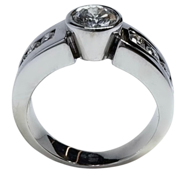 Solitario de oro blanco y diamante 0,50cts+0,40cts