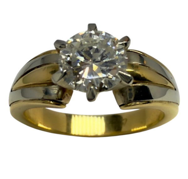 Solitario de oro blanco y oro amarillo con diamante 1,17cts